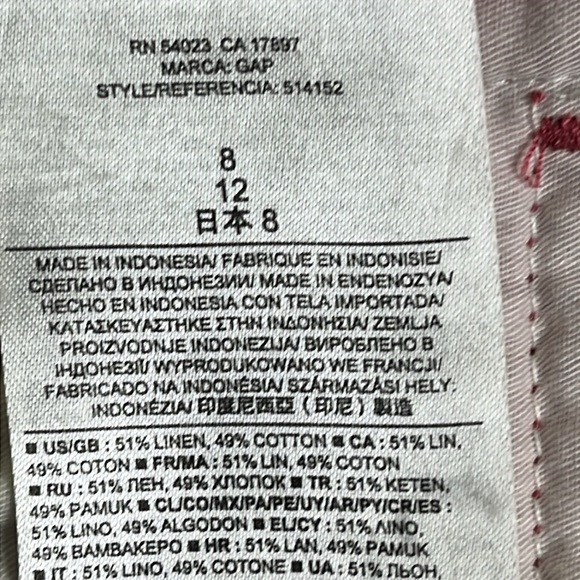 GAP Boyfriend roll up linen cotton autumn rose 9” inseam Bermuda Shorts - Picture 10 of 13